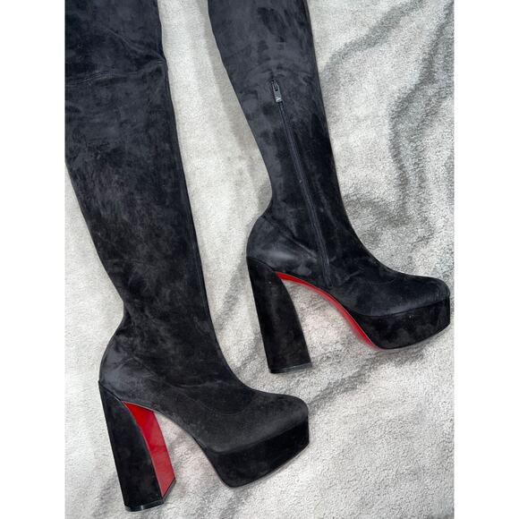 Christian Louboutin Movida Alta Botta 130 Black Suede Thigh High Heel Boot 36 - Picture 4 of 12